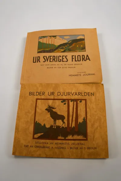 Bilder ur djurvärlden och Sveriges flora. 2 böcker.
