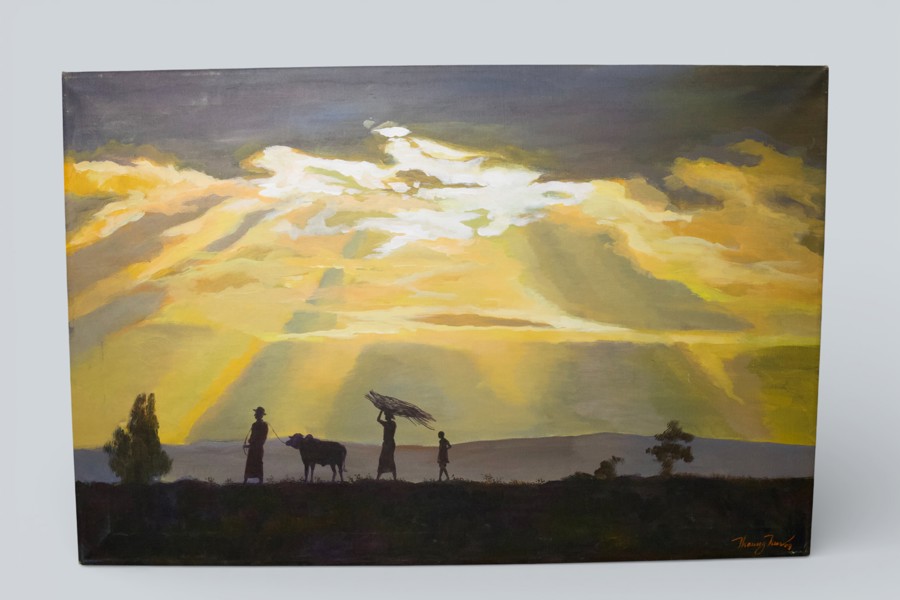Signerad originalmålning – Figurativt landskap – 2003 – Inramad