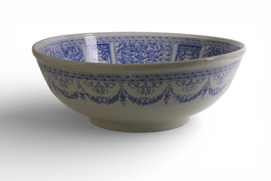 Gustavsberg – Stor blåvit skål / tvättfat, ca 35 cm