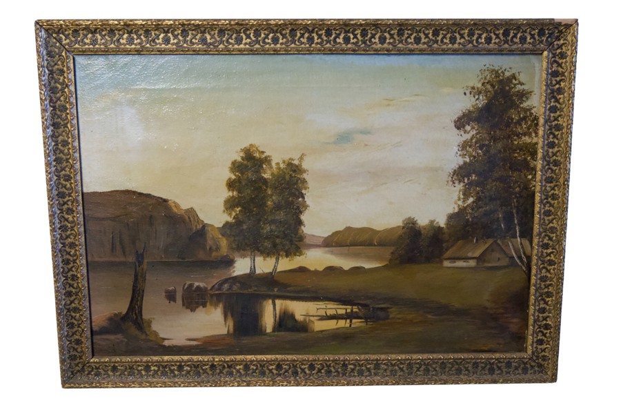 Osignerad landskapsmålning, sent 1800-/tidigt 1900-tal