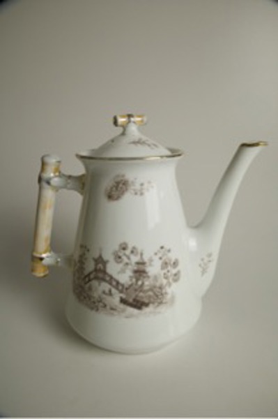 KAFFEKANNA, flintgods, såkallad "Stolpkanna", Rörstrand, tidigt 1900-tal.