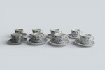Kahla kaffekoppar med fat – Kobaltunterglasur – GDR – 8 par