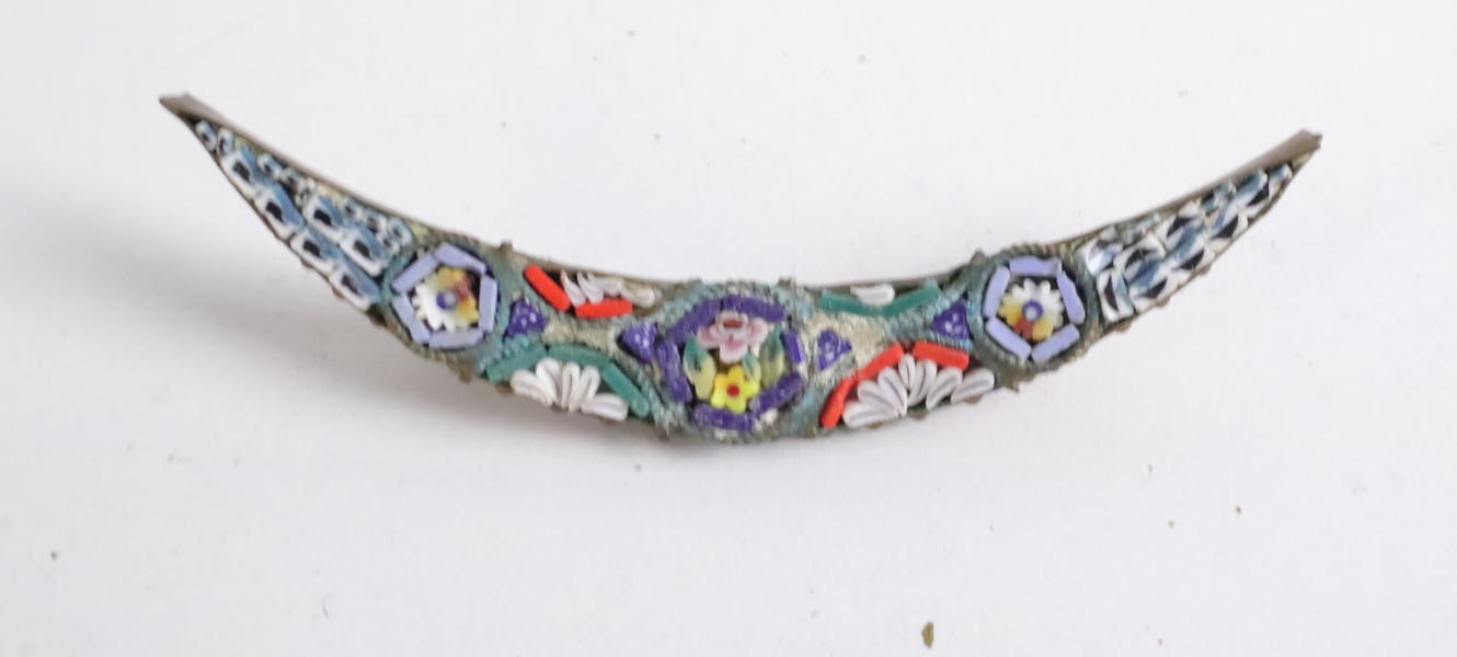 Antik mikromosaikbrosch, Italien, ca 1800-talets slut.