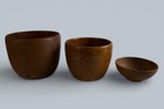 3 TRÄSKÅLAR, teak, Laurids Lønborg Danmark samt Sibel Craft Sverige