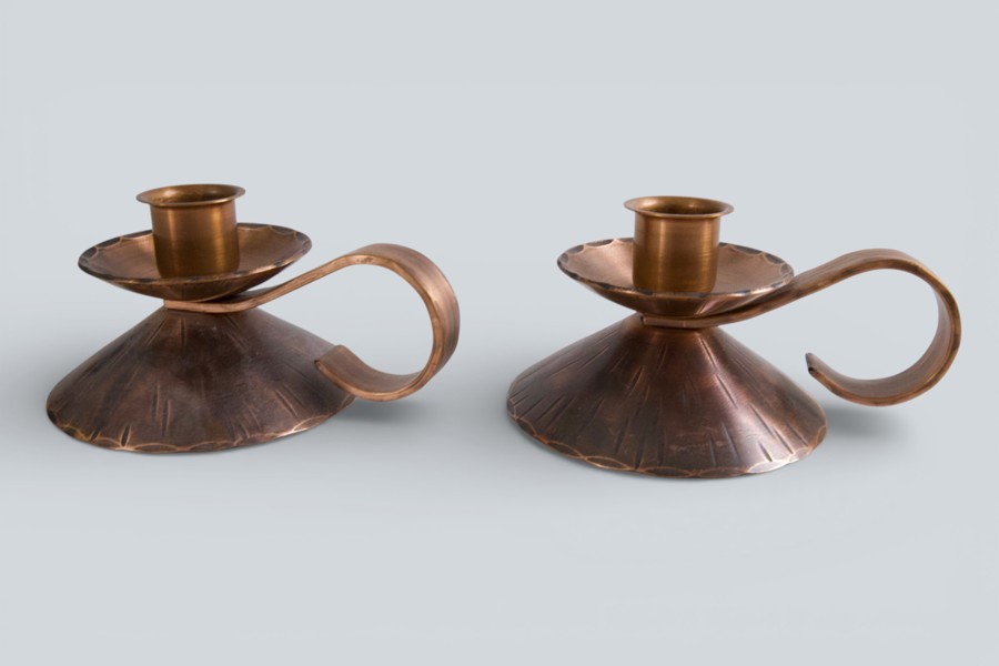 LJUSSTAKAR, 1 par, koppar, Ahrnebergs, Sweden, 1900-talets mitt.