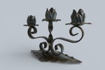 LJUSSTAKE, SMIDE, 3 LJUS, JUGEND / ART NOUVEAU-STIL, 1900-TALETS BÖRJAN