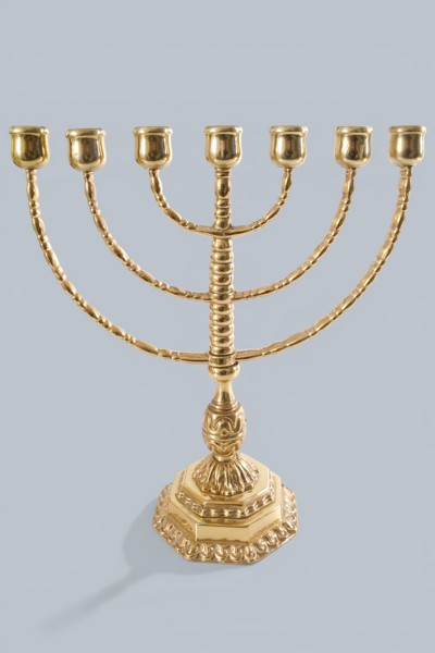 MENORA, 7-ARMAD LJUSSTAKE, MÄSSING, 1900-TAL