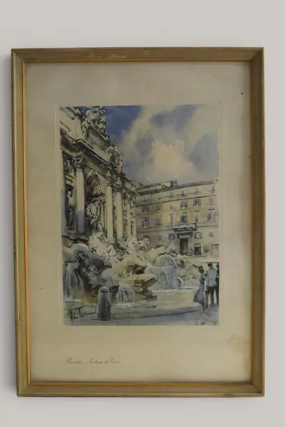 Roma, Fontana di Trevi, inramat tryck
