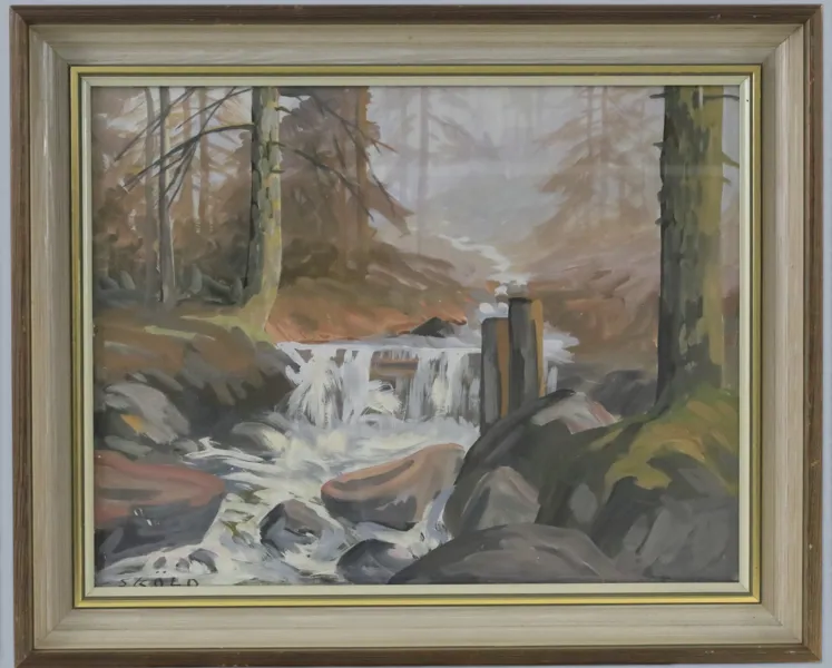 John Sköld (1900–1966), skogsbäck med vattenfall