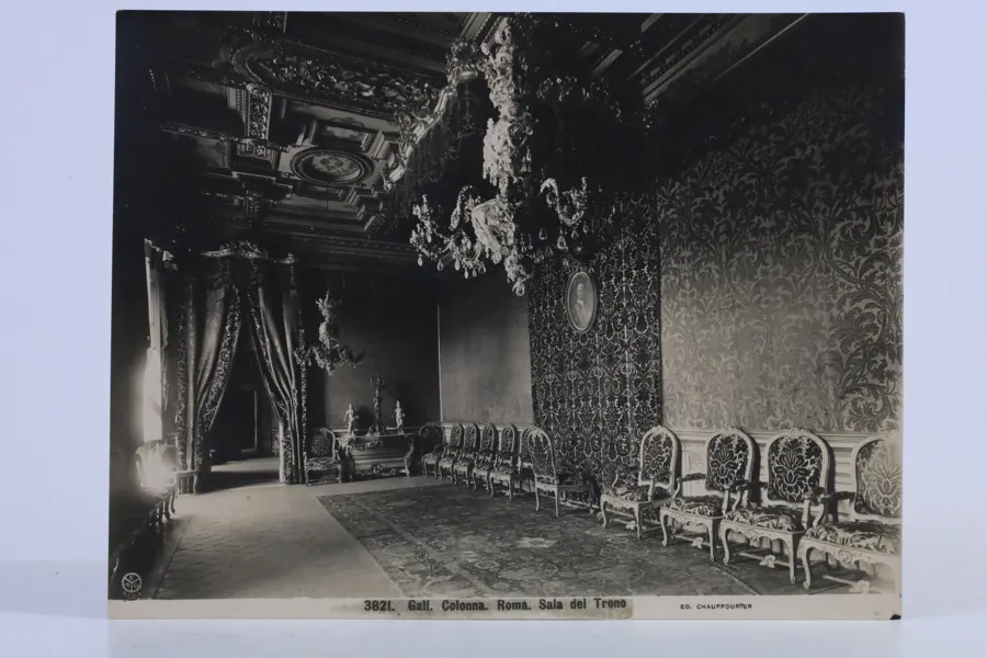 GUSTAVE EUGÈNE CHAUFFOURIER (1845–1919), efter/ateljé, ”Galleria Colonna, Roma – Sala del Trono”, fotografi.