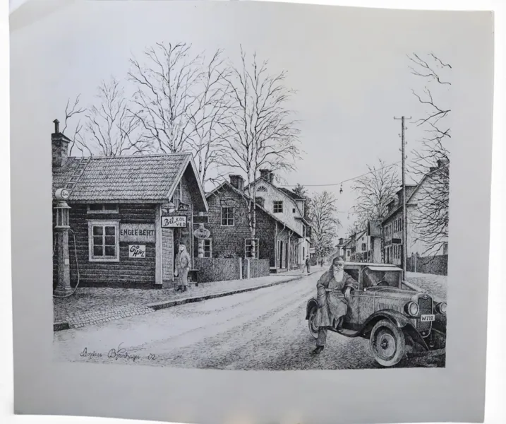 ANDERS BJÖRNHAGER (född 1956), tre Borlängemotiv, tuschteckningar, signerade och daterade 1998 respektive 2002.