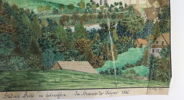 HANDKOLORERAT GRAFISKT BLAD, Schloss Niederaichbach, Tyskland, daterat 1812