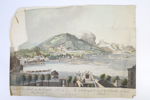 CARL CONTI (1741–1795), handkolorerad etsning, ”Salzfahrt auf dem Traunsee”, omkring 1810