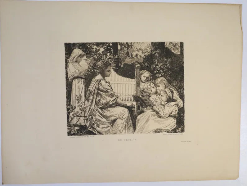 JULIUS KRONBERG (1850–1921), grafiskt blad, etsning, ”Sta Cecilia”, Föreningen för grafisk konst, 1893.