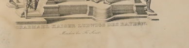 TYSKLAND. "Grabmal der letzten Ludwigs des Bayern". Litografi, München, 1800-talets första hälft.