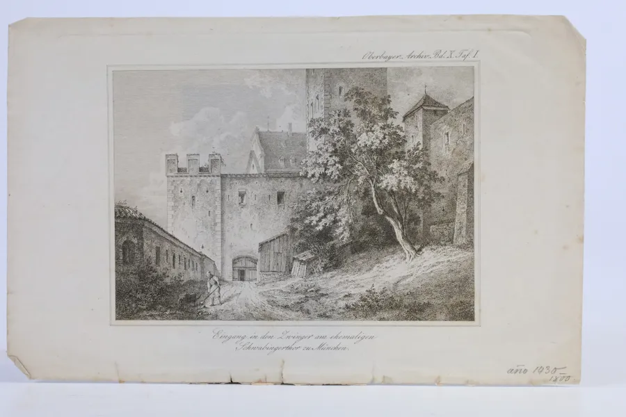 TYSKLAND. "Eingang in den Zwinger am ehemaligen Schwabingerthor zu München". Litografi, ca 1840.