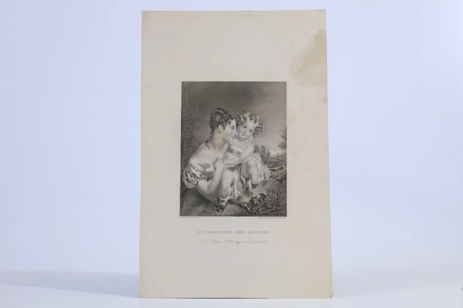 STÅLSTICK. TYSKLAND, Darmstadt, "Der hoffnungslose Mutter" (Den hopplösa modern), efter J. Wood, graverad av E.J. Portbury, Arnz's Verlag, 1800-talets mitt.