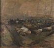 Pierre Verbeke (1895–1962), BELGIEN, troligen. Hamnmotiv med fiskebåtar.
