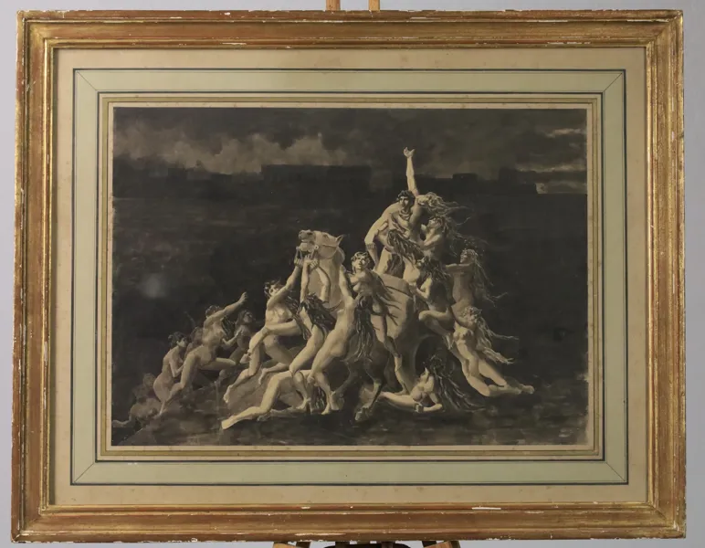 PETER NICOLAI ARBO, efter. ÅSGÅRDSREIEN / ODENS VILDA JAKT. Tryck, inramat.