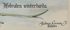 HJALMAR LARSSON (1881–1960). ”AFVBRUTEN WINTERWILA”. FÄRGTRYCK.

