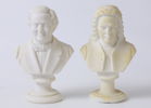 PORTRÄTTBYSTER, 2 st, Johann Sebastian Bach och Richard Wagner, gjutmassa, 1900-tal