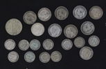 SVERIGE / FRANSKA INDOCHINA. SILVERMYNT, 22 st, Oscar II samt 1 Piastre de Commerce, 1800-/1900-tal
