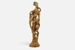 1900-TAL. FIGUR I RESIN, KVINNA MED FÅGLAR.