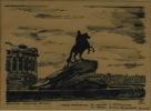 RYSK TRÄSNITTSBILD "THE BRONZE HORSEMAN" LENINGRAD.
