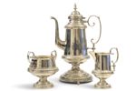 SVERIGE. GOTTFRID CARLSSON, ESKILSTUNA. KAFFESERVIS, 3 DELAR, NYSILVER, 1900-TALETS BÖRJAN