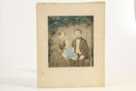 FAMILJEPORTRÄTT MED BARN, FÄRGTRYCKT KONSTREPRODUKTION, SENT 1800-TAL/TIDIGT 1900-TAL.