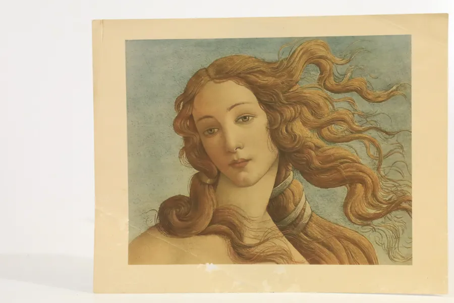ITALIEN, ROM. EFTER SANDRO BOTTICELLI (1445–1510). ”VENUS FÖDELSE”, DETALJ MED VENUS, FÄRGTRYCK, TIDIGT 1900-TAL.