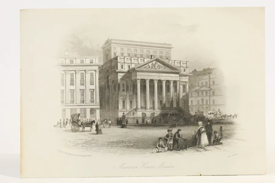 ENGLAND, LONDON. J. & F. HARWOOD, UTGIVARE. ”MANSION HOUSE, LONDON”, STÅLGRAVYR, 1841.