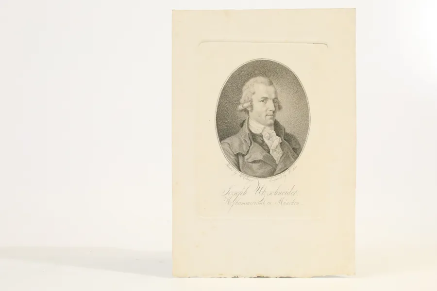 TYSKLAND, MÜNCHEN. JOSEPH VON UTZSCHNEIDER (1763–1840), HOFKAMMERRÅD. PORTRÄTTGRAVYR, OMKRING 1800.