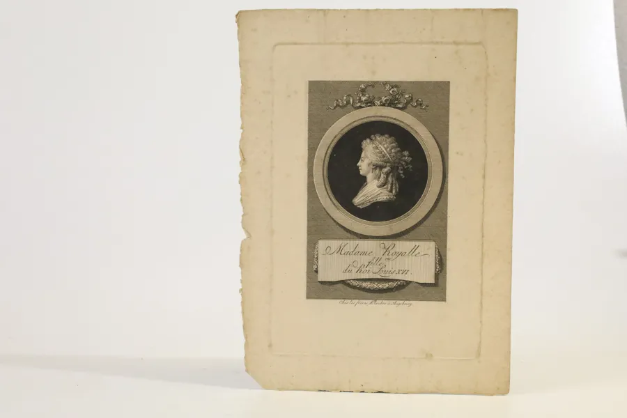 FRANKRIKE. MARIE-THÉRÈSE-CHARLOTTE AV FRANKRIKE, ”MADAME ROYALE” (1778–1851). PORTRÄTTGRAVYR, 1778–1792.