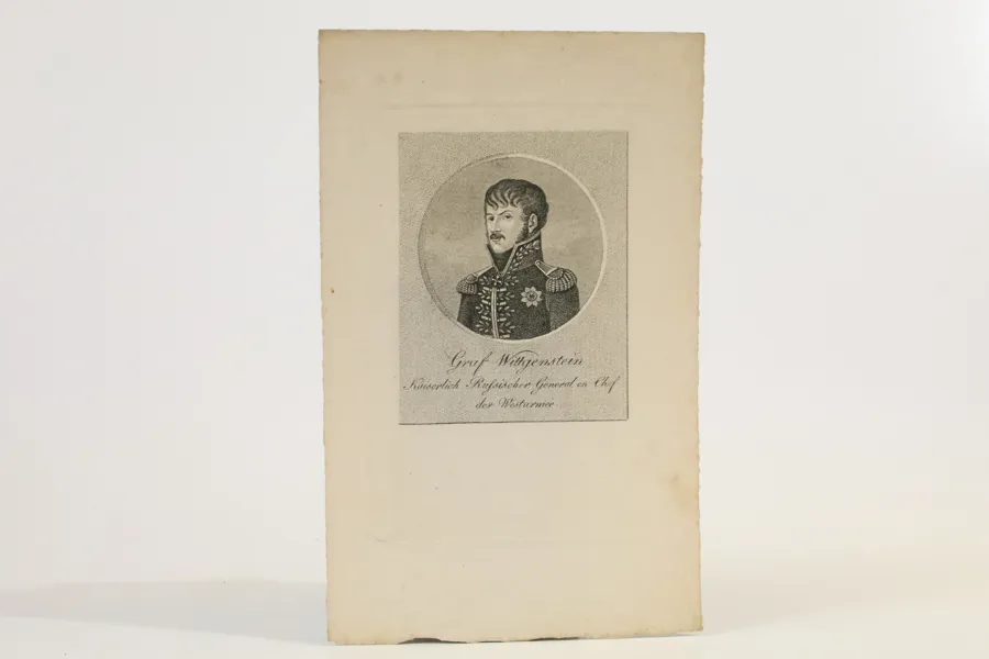 RYSSLAND. PETER CHRISTIANOVITJ WITTGENSTEIN (1768–1843), ”GRAF WITTGENSTEIN”, PORTRÄTTGRAVYR, OMKRING 1813.