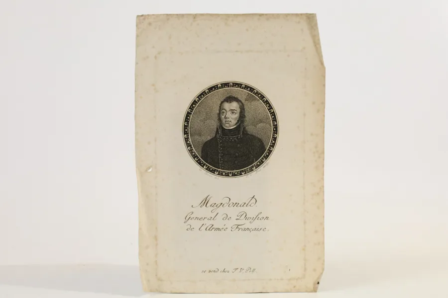 FRANSK REVOLUTIONSGRAFIK. MARIE-CLAUDINE-URSULE BOZE OCH THEODOR VINCENZ POLL. PORTRÄTT AV ÉTIENNE MACDONALD, OMKRING 1795–1799.