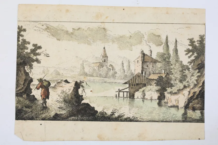 TYSKLAND, AUGSBURG, GEORG LEOPOLD HERTEL, HANDKOLORERAD ETSNING, 1700-TALETS ANDRA HÄLFT
