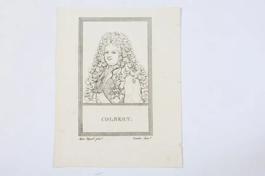 FRANKRIKE, JEAN-BAPTISTE COLBERT, PORTRÄTT EFTER HYACINTHE RIGAUD, KOPPARSTICK UNDER CHARLES-PAUL LANDONS LEDNING, TIDIGT 1800-TAL