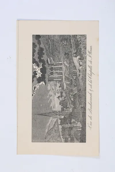 TYSKLAND, BACHARACH VID RHEN OCH WERNERKAPELLET, TOPOGRAFISKT STICK, 1800-TALETS FÖRSTA HÄLFT