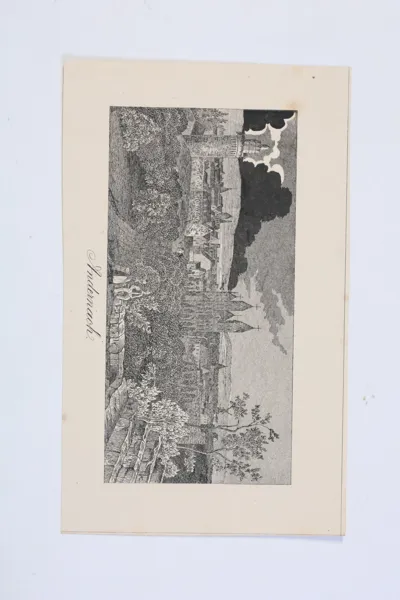 TYSKLAND, ANDERNACH VID RHEN, PANORAMAVY, TOPOGRAFISKT STICK, 1800-TALETS FÖRSTA HÄLFT