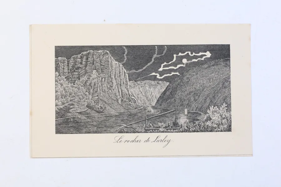 TYSKLAND. LORELEY VID RHEN, ”Le rocher de Lurley”, stålstick, 1800-tal.
