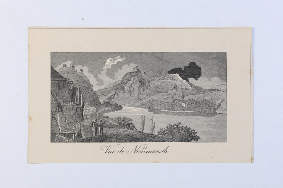 TYSKLAND. NONNENWERTH VID RHEN, ”Vue de Nonnenwerth”, stålstick, omkring 1820–1860.