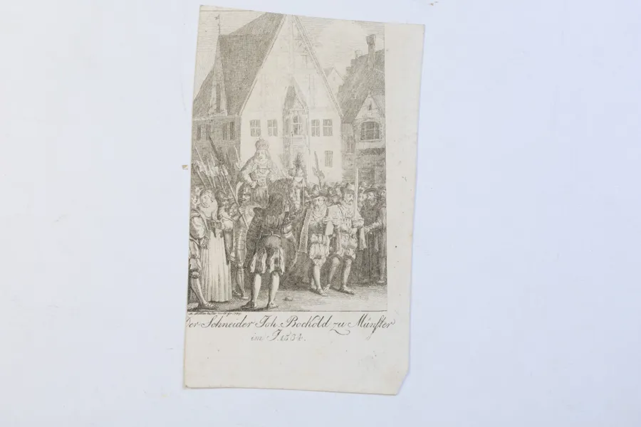 TYSKLAND/NEDERLÄNDERNA – JOHANN BOCKELSON I MÜNSTER 1534, HISTORISKT GRAFISKT BLAD, 1800-TAL