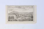 TJECKIEN/HISTORISKT BÖHMEN – MARIENBAD, PANORAMAVY ÖVER KURORTEN, GRAFISKT BLAD, 1800-TAL