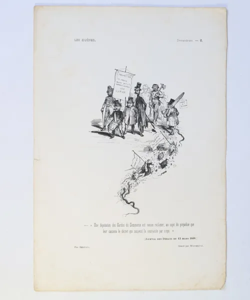 FRANKRIKE – BERTALL, DEMANDEURS UR LES GUÊPES, POLITISK KARIKATYR, 1848