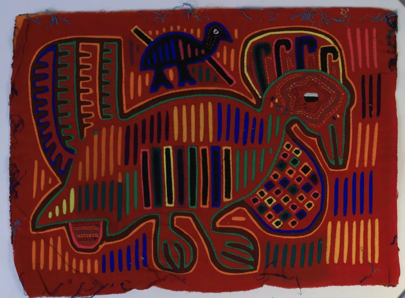 PANAMA – GUNA/KUNA, FIGURAL MOLA, TEXTIL APPLIKATION, 1900-TALETS ANDRA HÄLFT