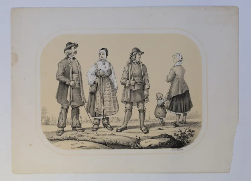 SVERIGE – ”RÄTTVIK” OCH ”MORA”, DALDRÄKTER, FÄRGLITOGRAFI, 1800-TALETS MITT