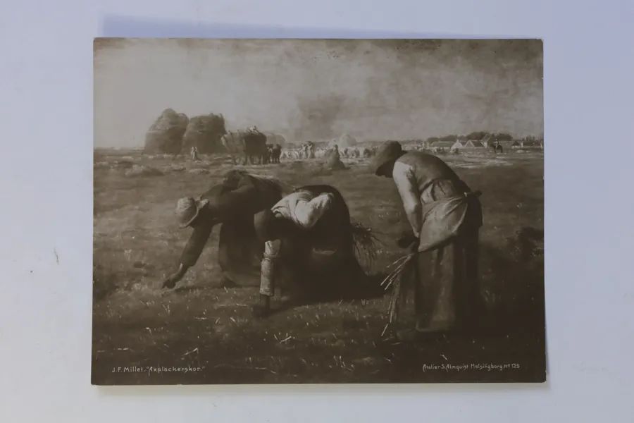 FRANKRIKE/SVERIGE – EFTER JEAN-FRANÇOIS MILLET, ”AXPLOCKERSKOR”, FOTOGRAFISK REPRODUKTION, TIDIGT 1900-TAL